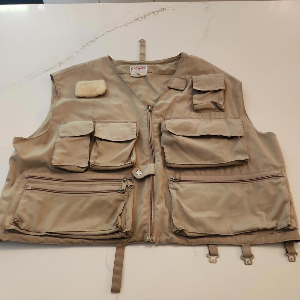 VTG Orvis Fly Fishing Utility Vest Men's Size Medium Beige Super Tac-L-Pac